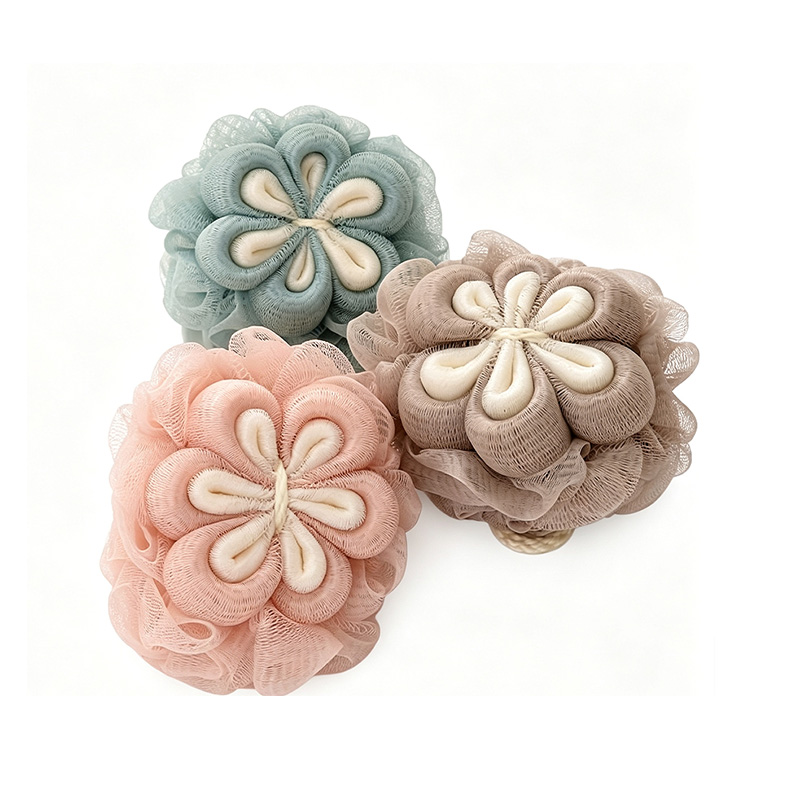 Esponja de ducha de esponja de baño suave con forma de flor