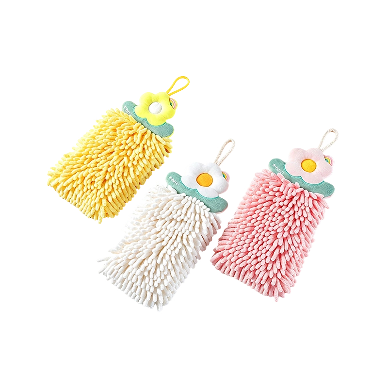 Toalla de mano absorbente de secado rápido con chenilla para colgar flores